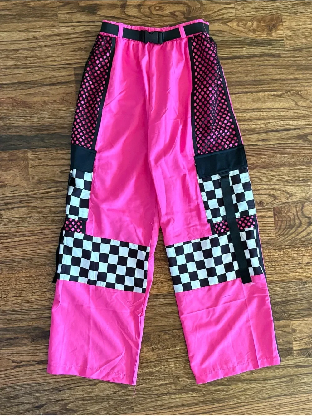 Weissman Mixify Checkered Cargo Pants 17661, hot pink Cerise  child large LC 14